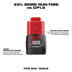 Milwaukee M12 REDLITHIUM CP 12 V 2 Ah Lithium-Ion Battery Pack 1 pc