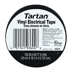 Tartan 3/4 in. W X 60 ft. L Black Vinyl Electrical Tape