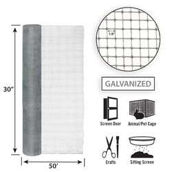 Garden Zone 30 in. W X 50 ft. L Silver Gray Steel Hardware Cloth