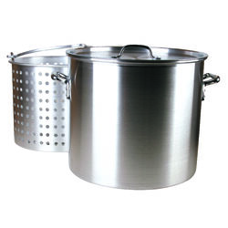 Fleur De Lis Aluminum Boiling Pot 60 qt Silver