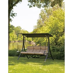 Living Accents 3 Black Steel Swing with Tables Beige