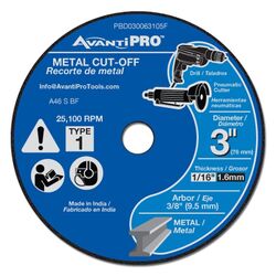 Avanti Pro 3 in. D X 3/8 in. S Aluminum Oxide Metal Cut-Off Disc