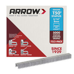 Arrow Fastener T50 3/8 in. W X 5/16 in. L 18 Ga. Flat Crown Heavy Duty Staples 5000 pk