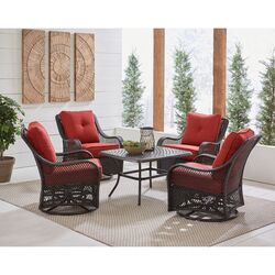 Hanover Orleans 5 pc Chocolate Brown Steel Woven Chat Set Autumn Berry