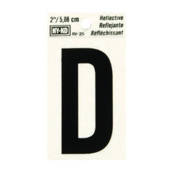 Hy-Ko 2 in. Reflective Black Vinyl Self-Adhesive Letter D 1 pc