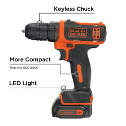 Black and Decker 12 V 3/8 in. Brushed Cordless Drill Kit (Battery & Charger)