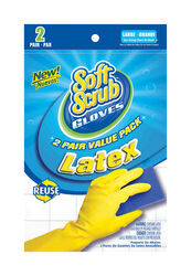 Soft Scrub Latex Cleaning Gloves L Yellow 2 pk