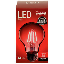 Feit Electric acre Filament A19 E26 (Medium) LED Bulb Red 30 Watt Equivalence 1 pk