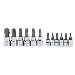 Crescent Assorted Sizes S X 1/4 and 3/8 in. drive S SAE 6 Point Torx Bit Socket Set 12 pc