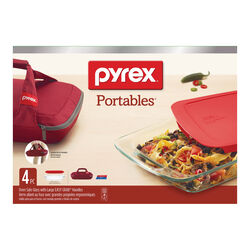 Pyrex 9 in. W X 13 in. L Portable 4-Piece Dish Set Clear/Red 4 pc