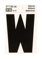 Hy-Ko 3 in. Reflective Black Vinyl Self-Adhesive Letter W 1 pc