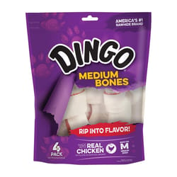 Dingo Medium Adult Rawhide Bone Beef 5.5 in. L 4 pk