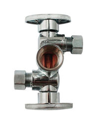 Keeney 1/2 in. FIP T X 3/8 in. S Compression Brass Dual Shut-Off Valve