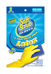 Soft Scrub Latex Cleaning Gloves M Yellow 2 pk