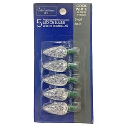 Celebrations LED C6 Cool White 5 ct Replacement Christmas Light Bulbs