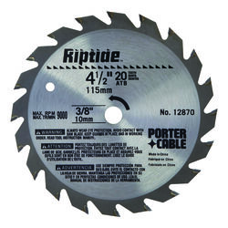 Porter Cable Riptide 4-1/2 in. D X 3/8 in. S Carbide Tipped Saw Blade 20 teeth 1 pk