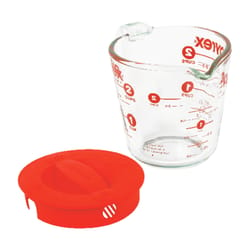 Pyrex 2 Glass/Plastic Clear/Red Measuring Cup