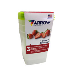 Arrow Home Products 1 qt White Food Storage Container Set 3 pk