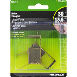 Hillman AnchorWire Brass-Plated Gold Brick Picture Hanger 30 lb 2 pk