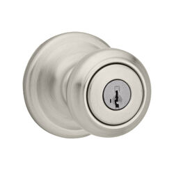 Kwikset SmartKey Cameron Satin Nickel Entry Lockset ANSI/BHMA Grade 2 KW1 1-3/4 in.