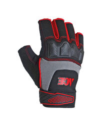 Ace Men's Indoor/Outdoor Fingerless Work Gloves Black and Gray M 1