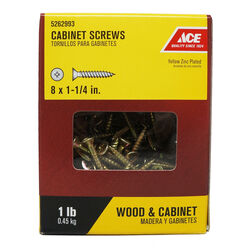 Ace No. 8 S X 1-1/4 in. L Phillips Yellow Zinc-Plated Cabinet Screws 1 lb 195 pk
