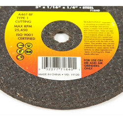 Forney 3 in. D X 1/4 in. S Aluminum Oxide Metal Cut-Off Wheel 1 pc
