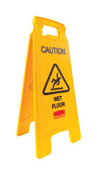 Rubbermaid English Yellow Caution Easel Floor Sign 26 in. H X 11 in. W