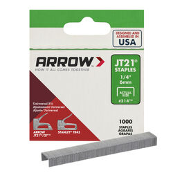 Arrow Fastener #214 JT21 7/16 in. W X 1/4 in. L Flat Crown Fine Wire Staples 1000 pk