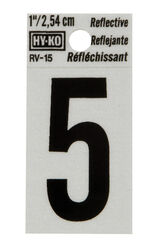 Hy-Ko 1 in. Reflective Black Vinyl Self-Adhesive Number 5 1 pc