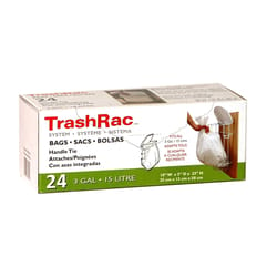 Trashrac 3 gal Trash Bags Handle Tie 24 pk