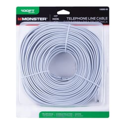 Monster Cable Just Hook It Up 100 ft. L White Modular Telephone Line Cable