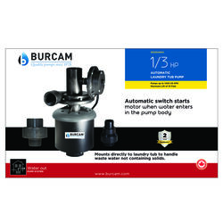 Burcam 1/3 HP 1400 gph Thermoplastic Diaphragm AC Laundry Tub Pump