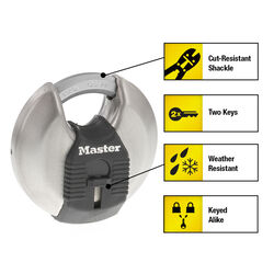 Master Lock 1-1/2 in. H X 1 in. W X 2-3/4 in. L Steel Ball Bearing Locking Shrouded Shackle Pa