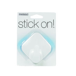 InterDesign 1-9/16 in. L White Plastic Small stick on! Diamond Hook 1 pk