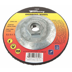Forney 4-1/2 in. D X 1/4 in. thick T X 5/8 in. S Metal Grinding Wheel 1 pc