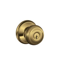 Schlage Georgian Antique Brass Entry Lockset ANSI Grade 2 1-3/4 in.