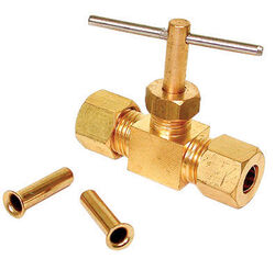 Dial 1/4 in. H X 2-3/4 in. W Tan Brass Straight Needle Valve