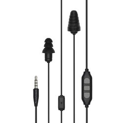 Plugfones Guardian Plus 26 dB Nylon/Silicone/Soft Foam Ear Plugs/Ear Phones With Mic 54 in. L Blac