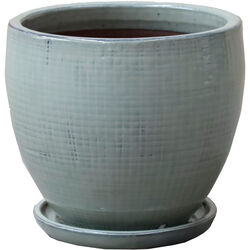 Marshall Pottery Deroma 9.65 in. H X 10.64 in. D Ceramic Bois Flower Pot Green