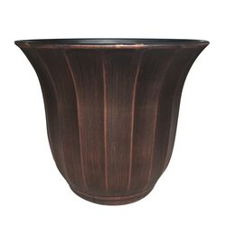 Southern Patio 11.87 in. H X 16 in. W Resin Ribbed Bell Planter Rust