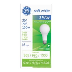 GE 30/70/100 W A21 Three Way Bulb A-Line Incandescent Bulb E26 (Medium) Soft White 1 pk