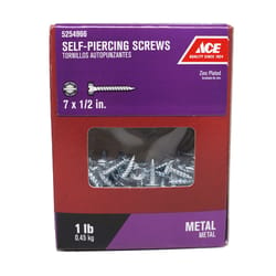 Ace No. 7 S X 1/2 in. L Hex/Slotted Hex Washer Head Self-Piercing Screws 1 lb