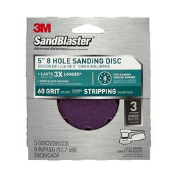 3M SandBlaster 5 in. Ceramic Blend Hook and Loop Sanding Disc 60 Grit Coarse 3 pk