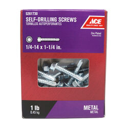 Ace 1/4-14 Sizes S X 1-1/4 in. L Hex Washer Head Self- Drilling Screws 1 lb