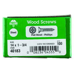 Hillman No. 14 S X 1-3/4 in. L Phillips Zinc-Plated Wood Screws 100 pk
