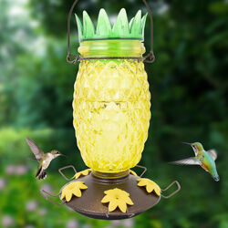 Perky-Pet Wild Bird 3.5 lb Glass/Metal Top Fill Pineapple Bird Feeder 3 ports