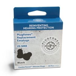 Plugfones ComforTiered 26 dB Silicone Replacement Ear Plugs Black 5 pair