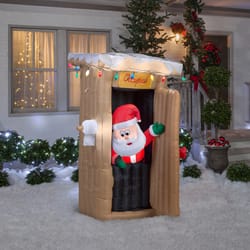Gemmy LED White 72.05 in. Inflatable Animated Santa in Outhouse