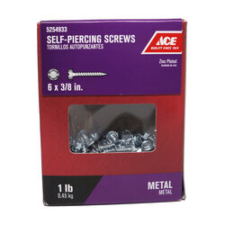 Ace No. 6 S X 3/8 in. L Hex/Slotted Hex Washer Head Self-Piercing Screws 1 lb